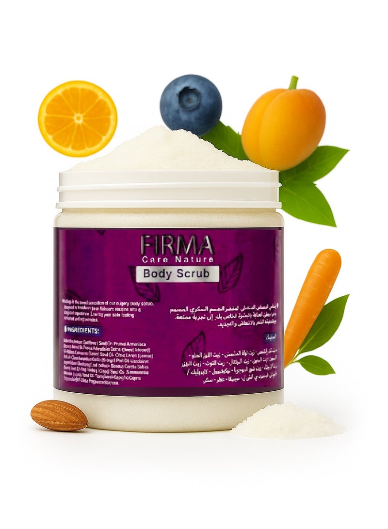 FIRMA BODY SCRUB SUGARY- Sunflower oil, Apricot oil, Sweet almond oil, Blueberry extract- 250g